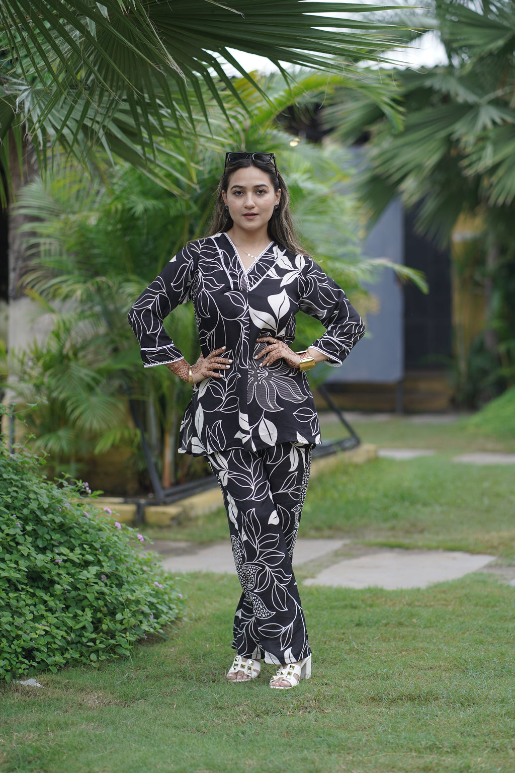 Noir Bloom Floral Print Co-ord Set