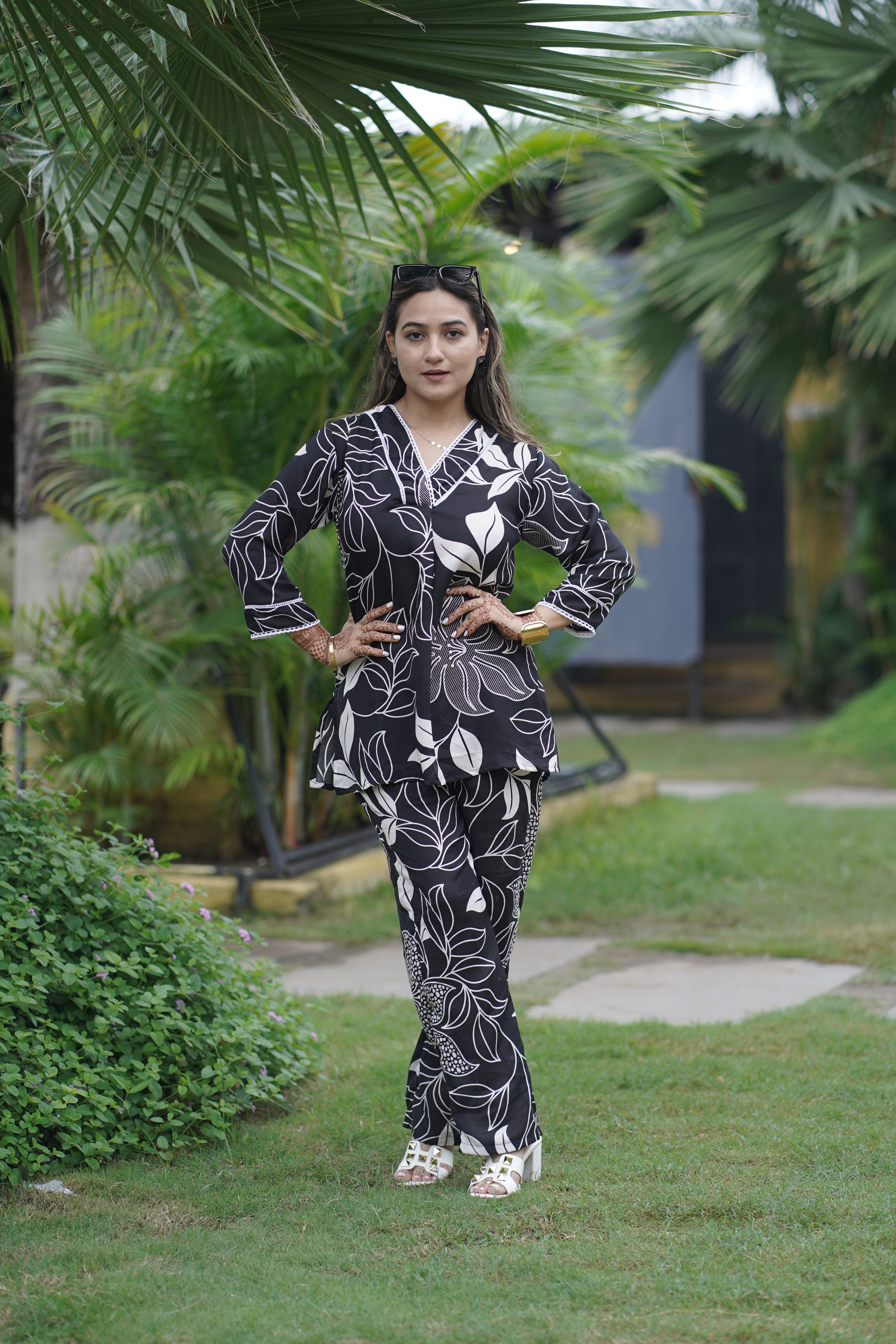 Noir Bloom Floral Print Co-ord Set