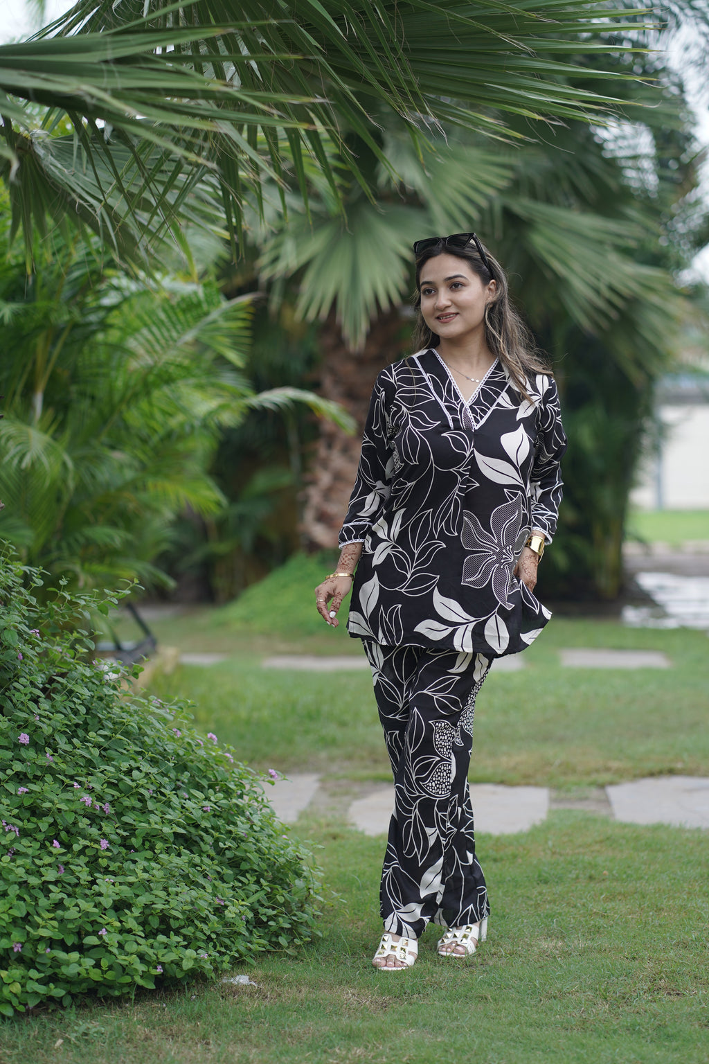 Noir Bloom Floral Print Co-ord Set