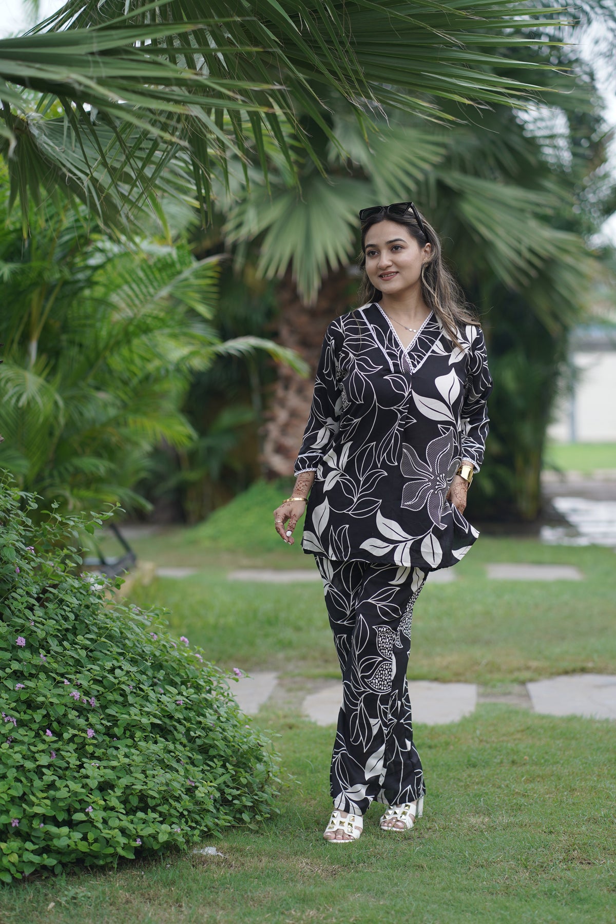 Noir Bloom Floral Print Co-ord Set