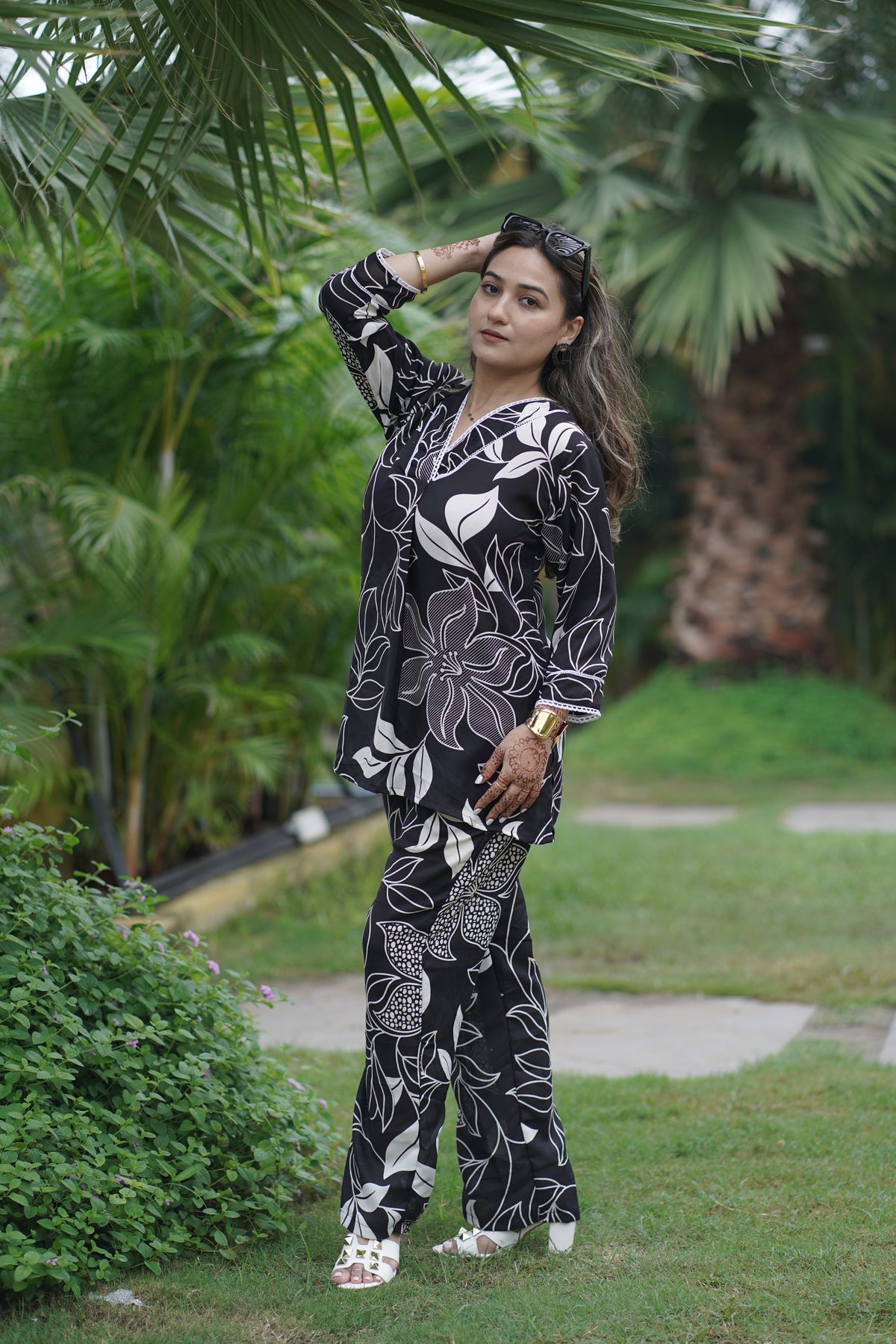 Noir Bloom Floral Print Co-ord Set