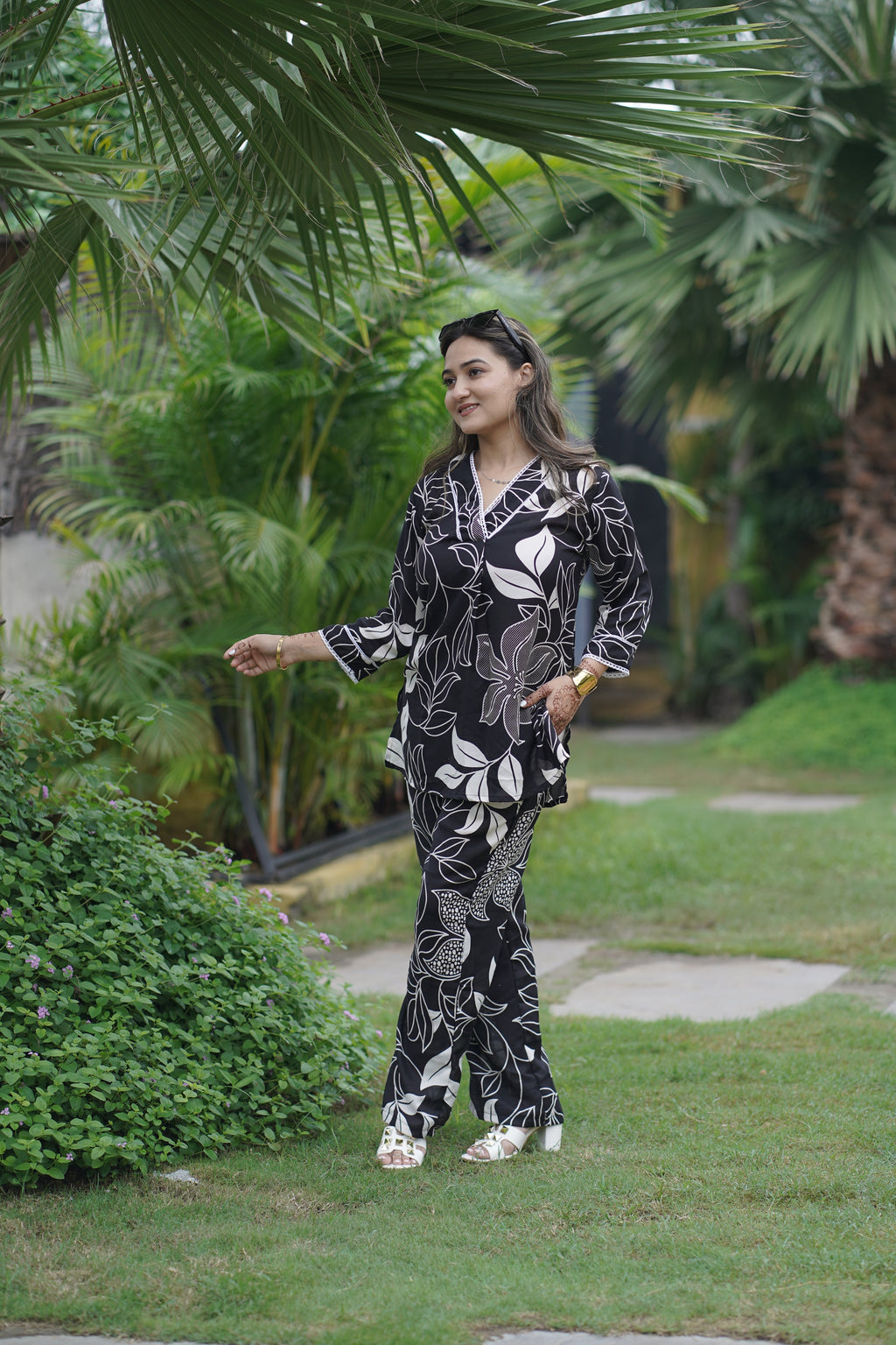 Noir Bloom Floral Print Co-ord Set