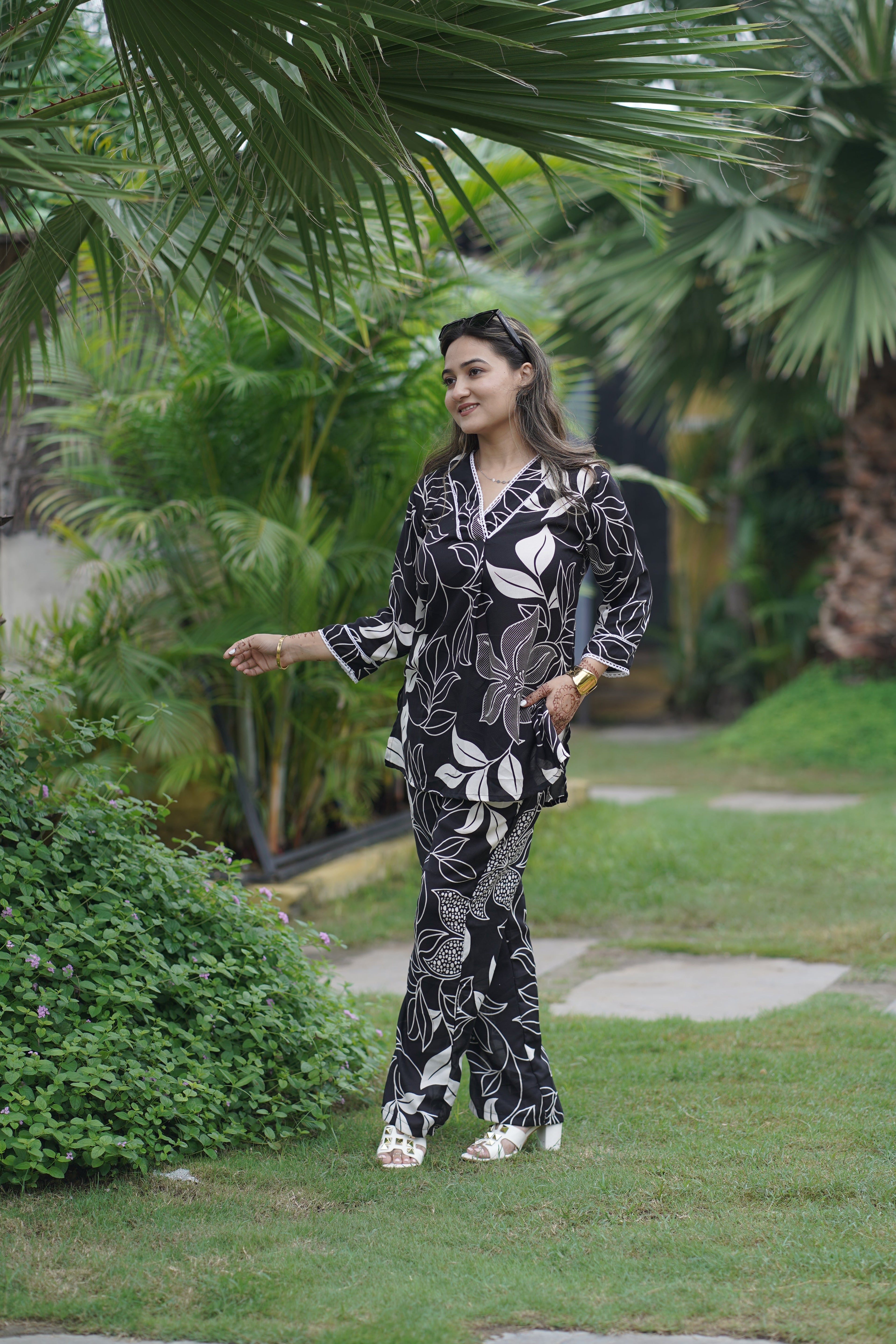 Noir Bloom Floral Print Co-ord Set