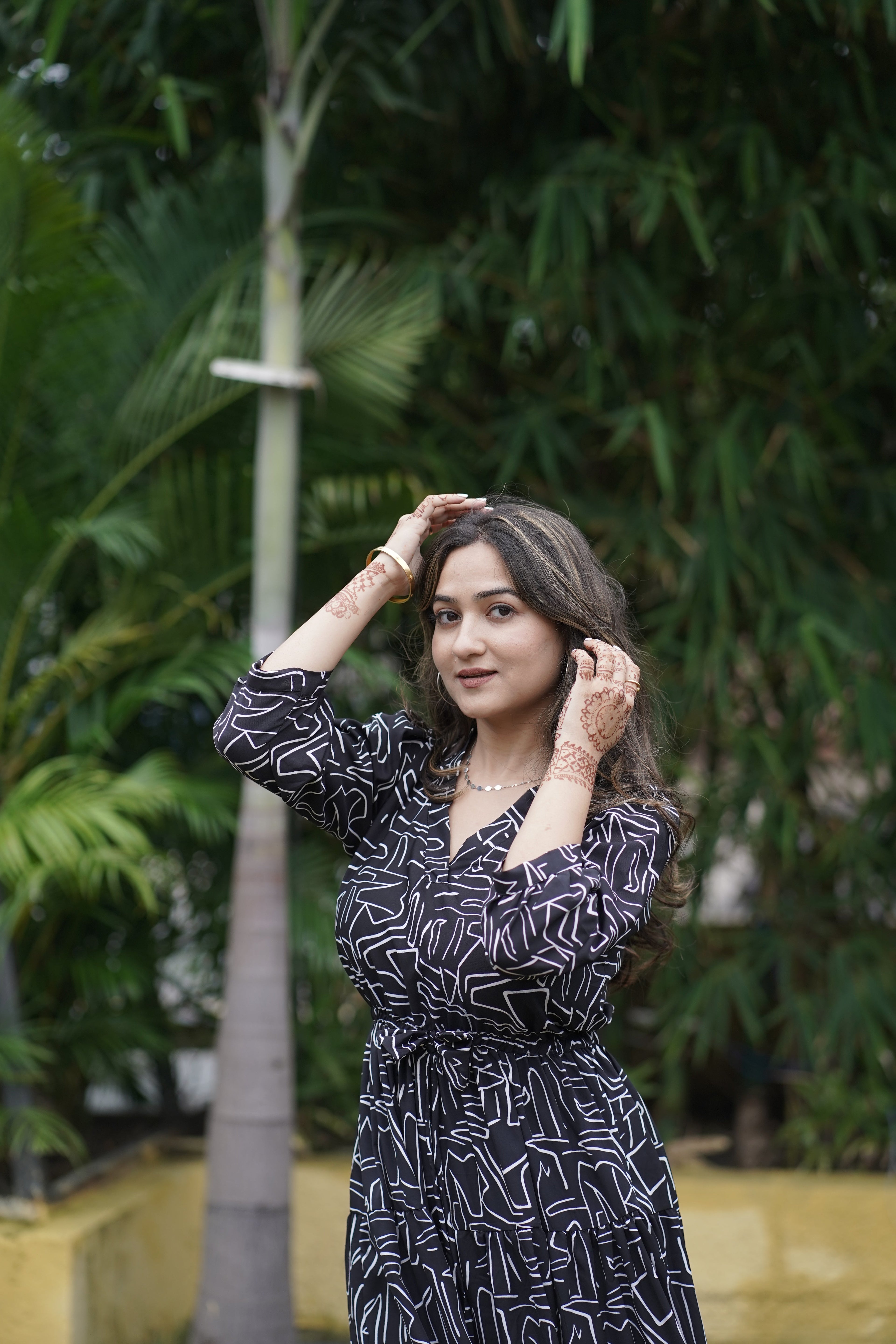 Noir Blossom Flare Maxi Dress