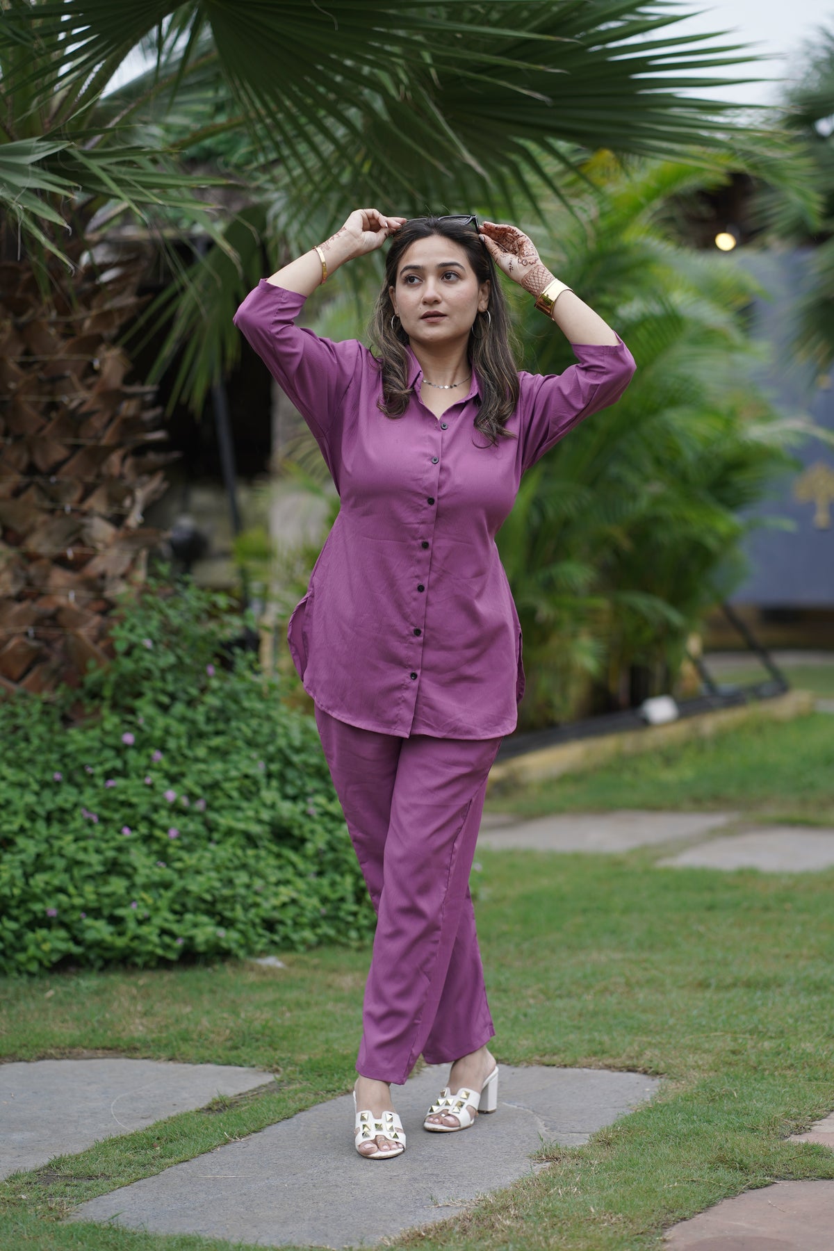 Magenta Pink Solid Coord Set