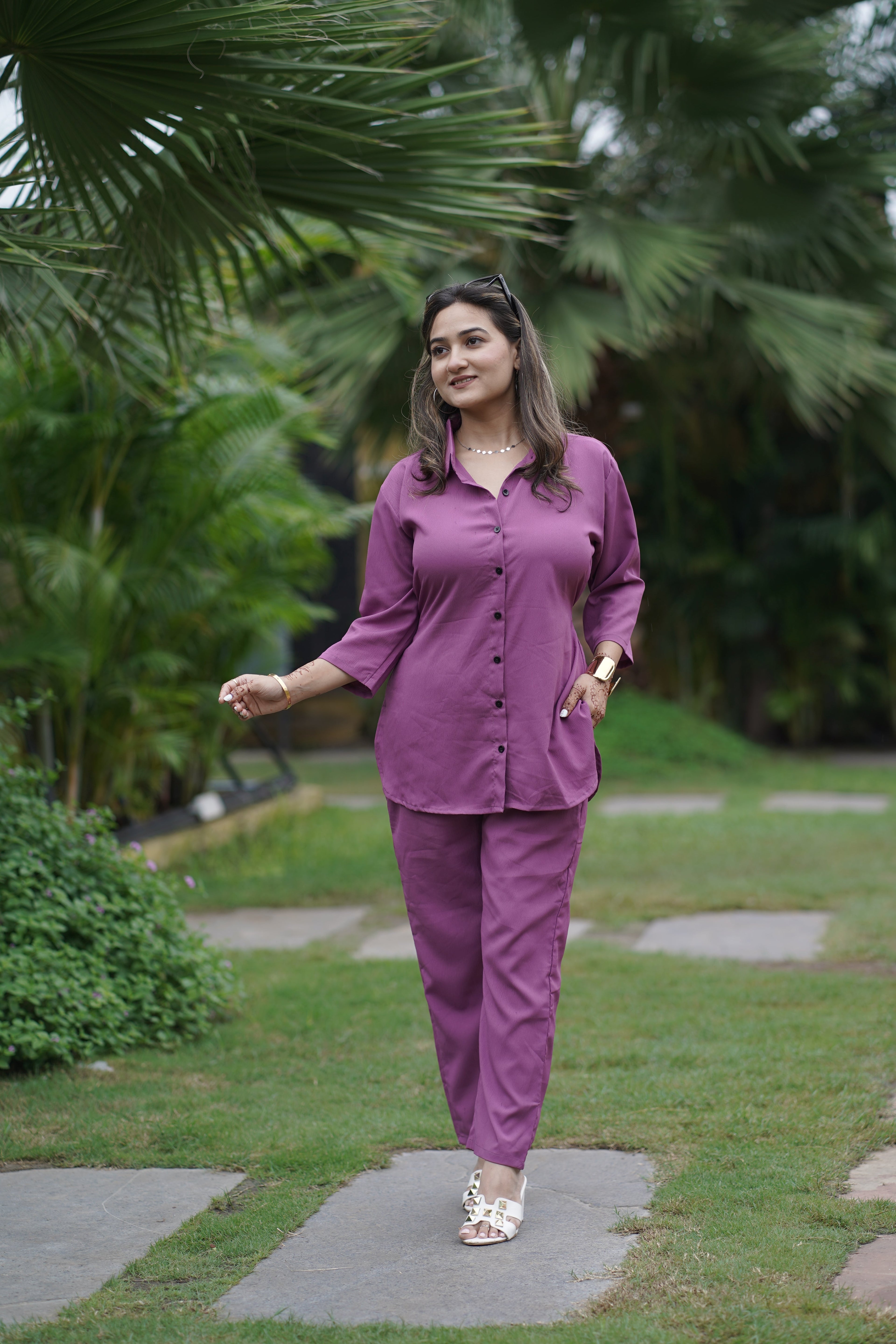 Magenta Pink Solid Coord Set