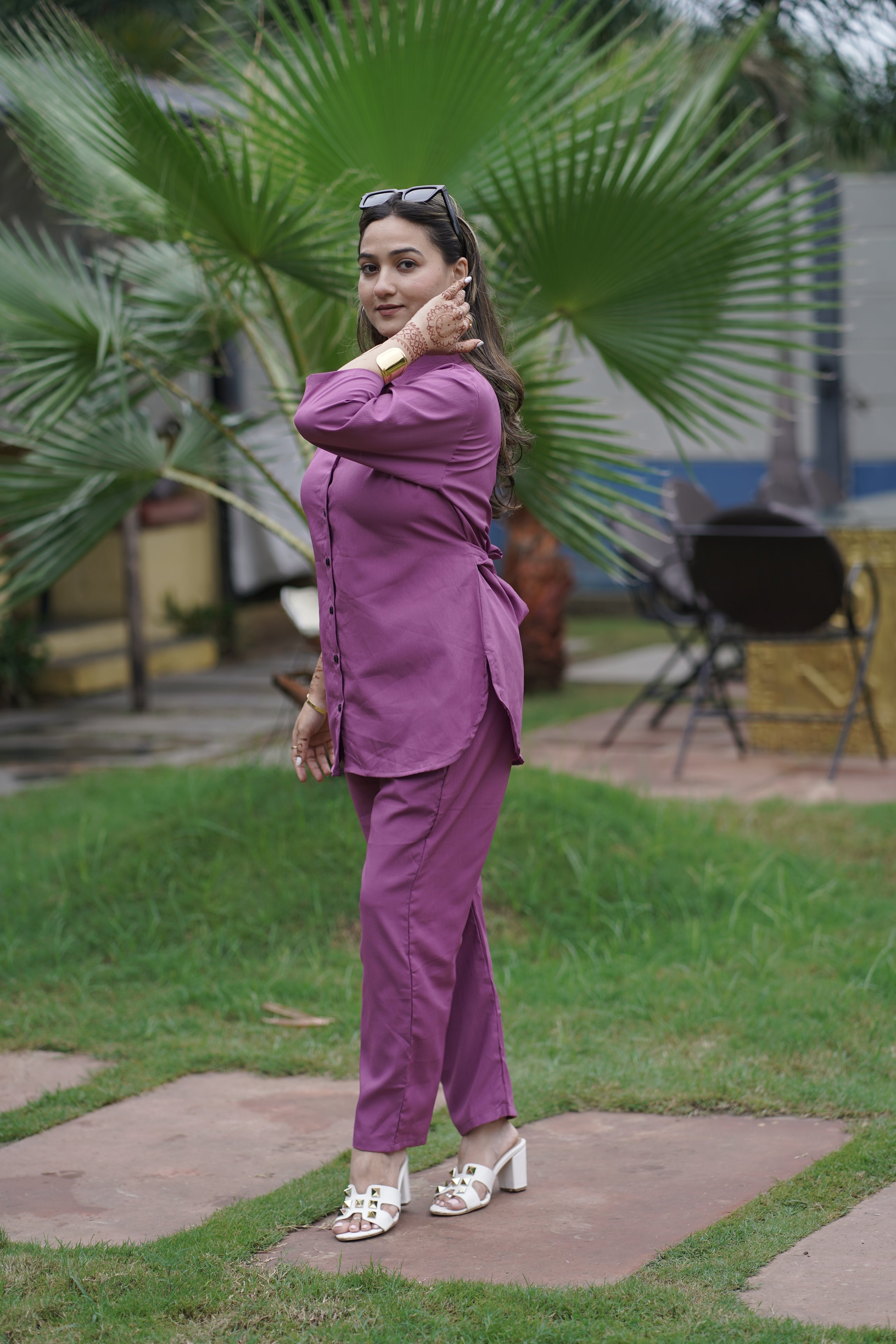 Magenta Pink Solid Coord Set
