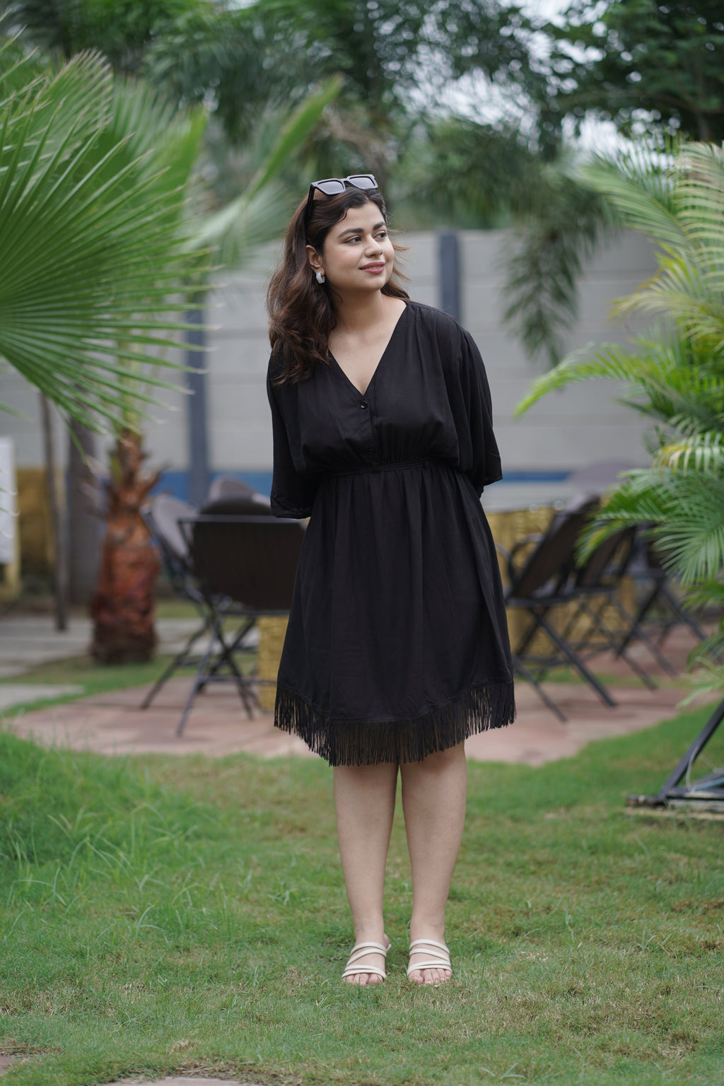 Noir Breeze Kaftan Mini Dress