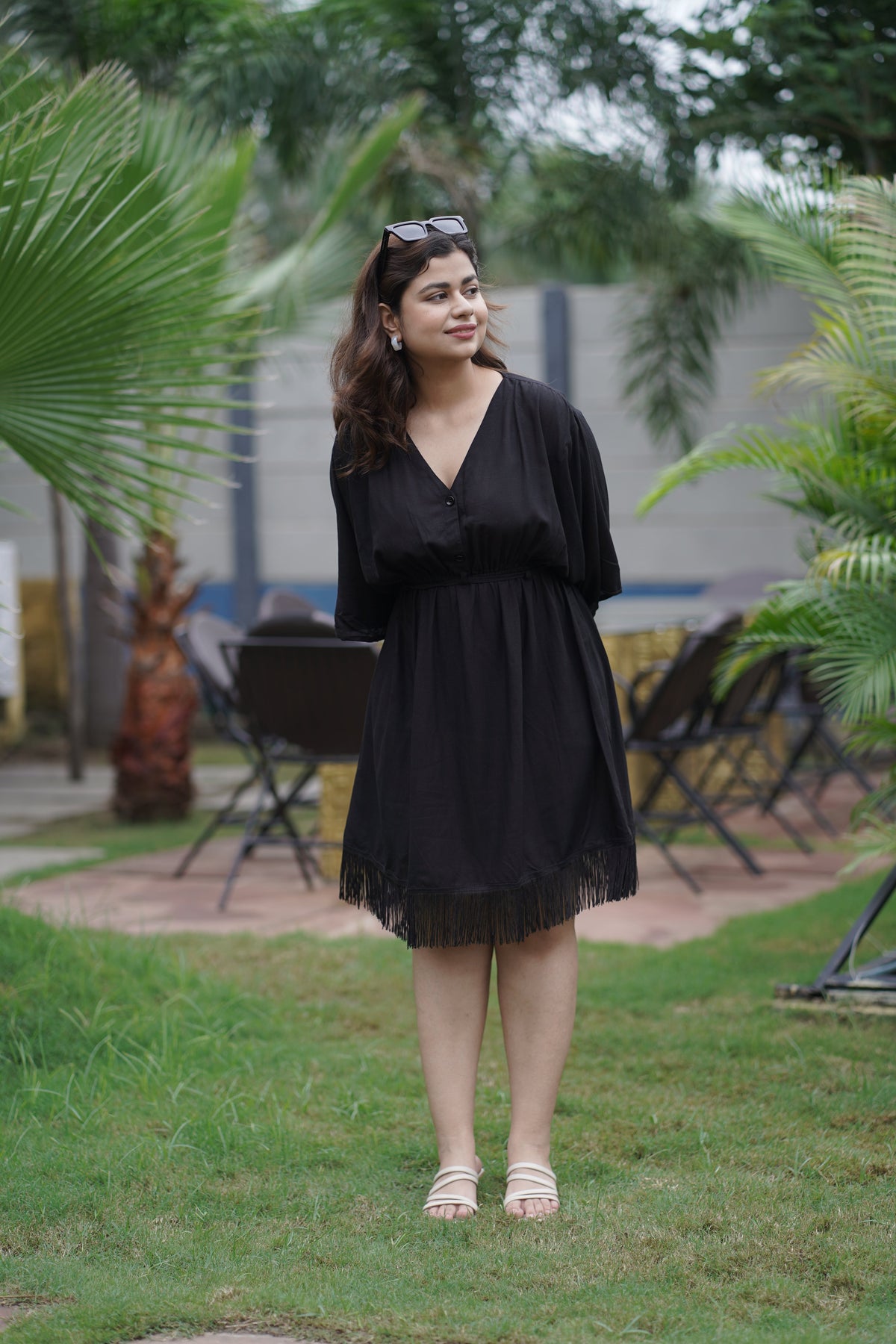 Noir Breeze Kaftan Mini Dress