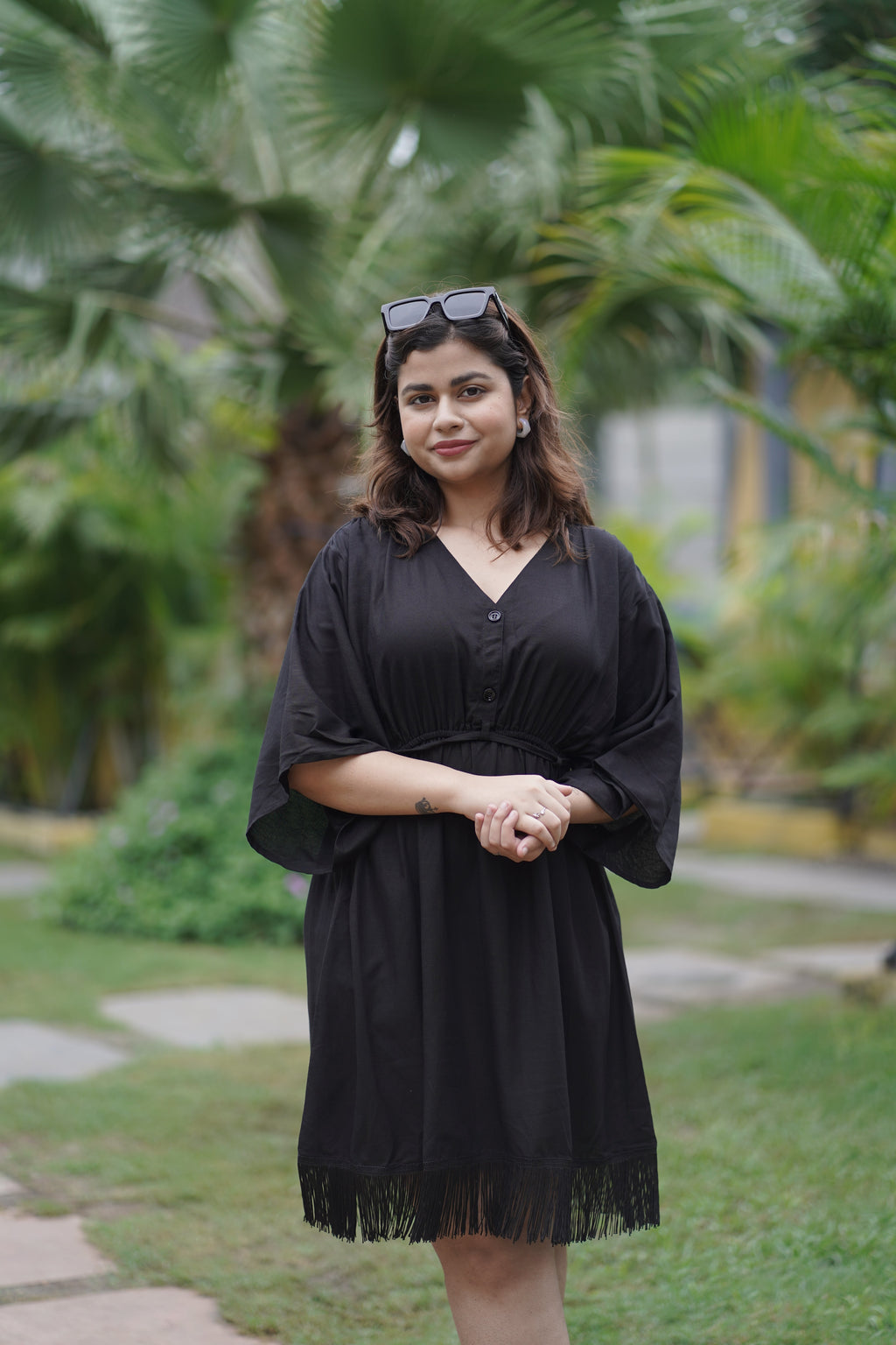Noir Breeze Kaftan Mini Dress