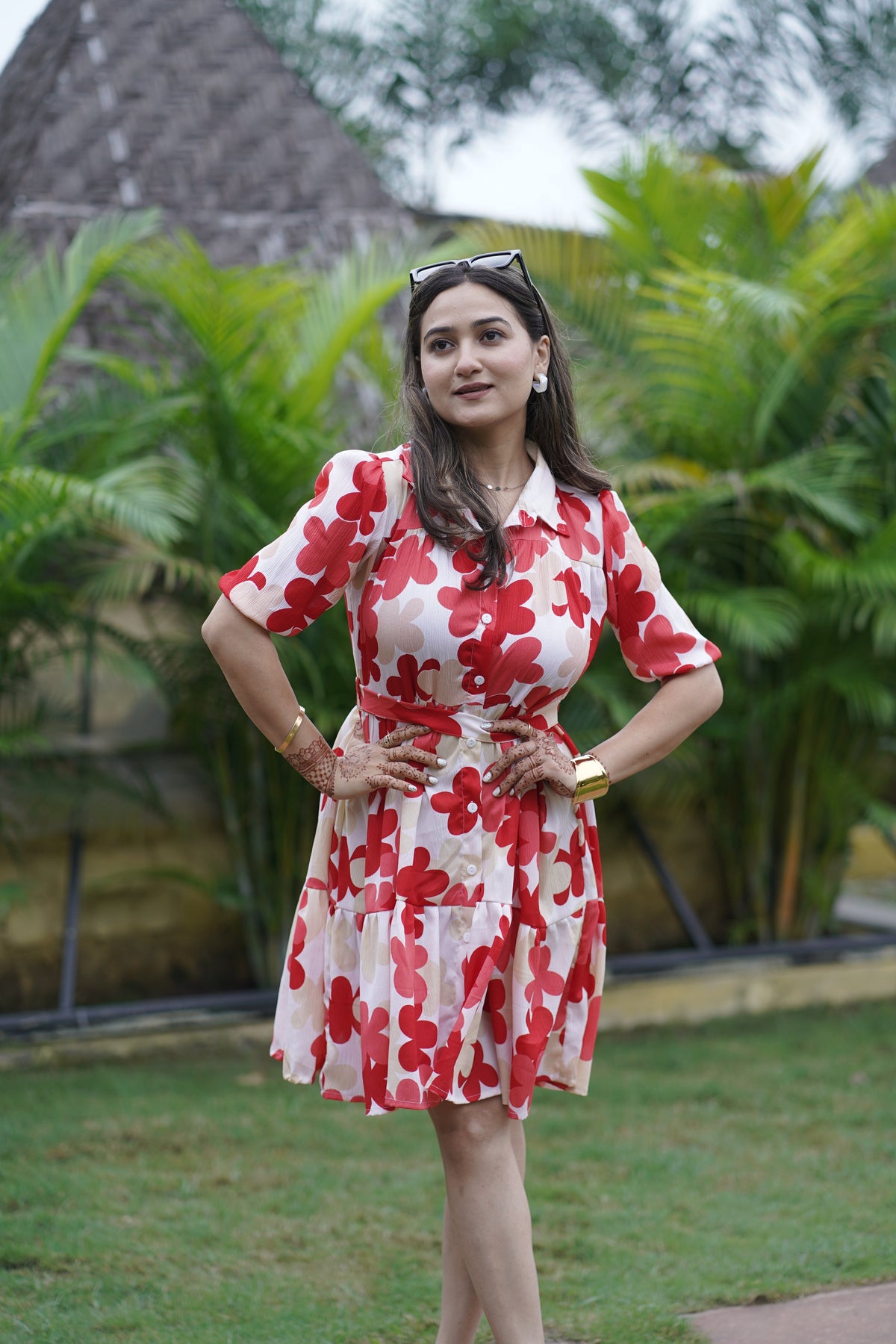 Scarlet Bloom A-line Mini Dress