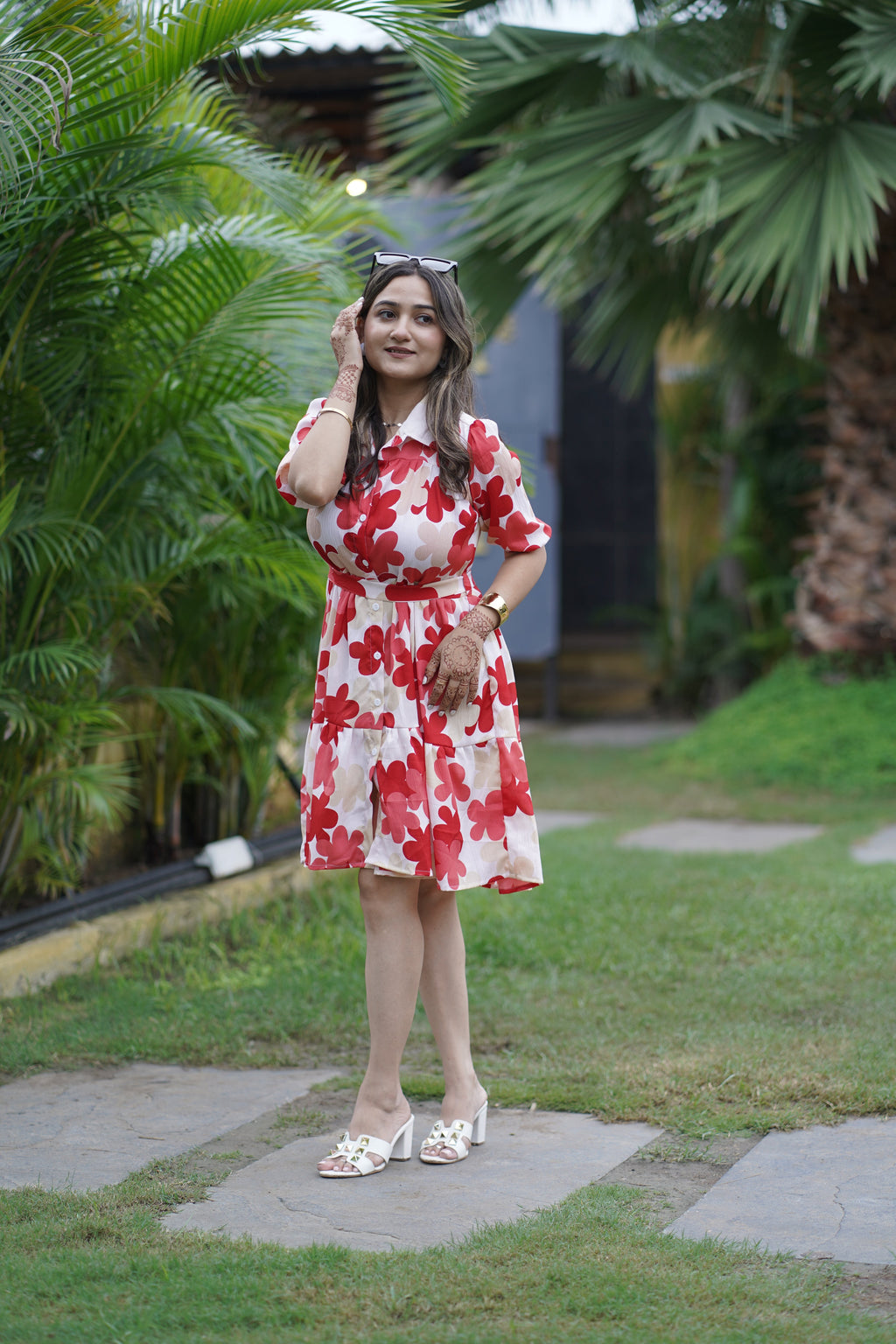 Scarlet Bloom A-line Mini Dress