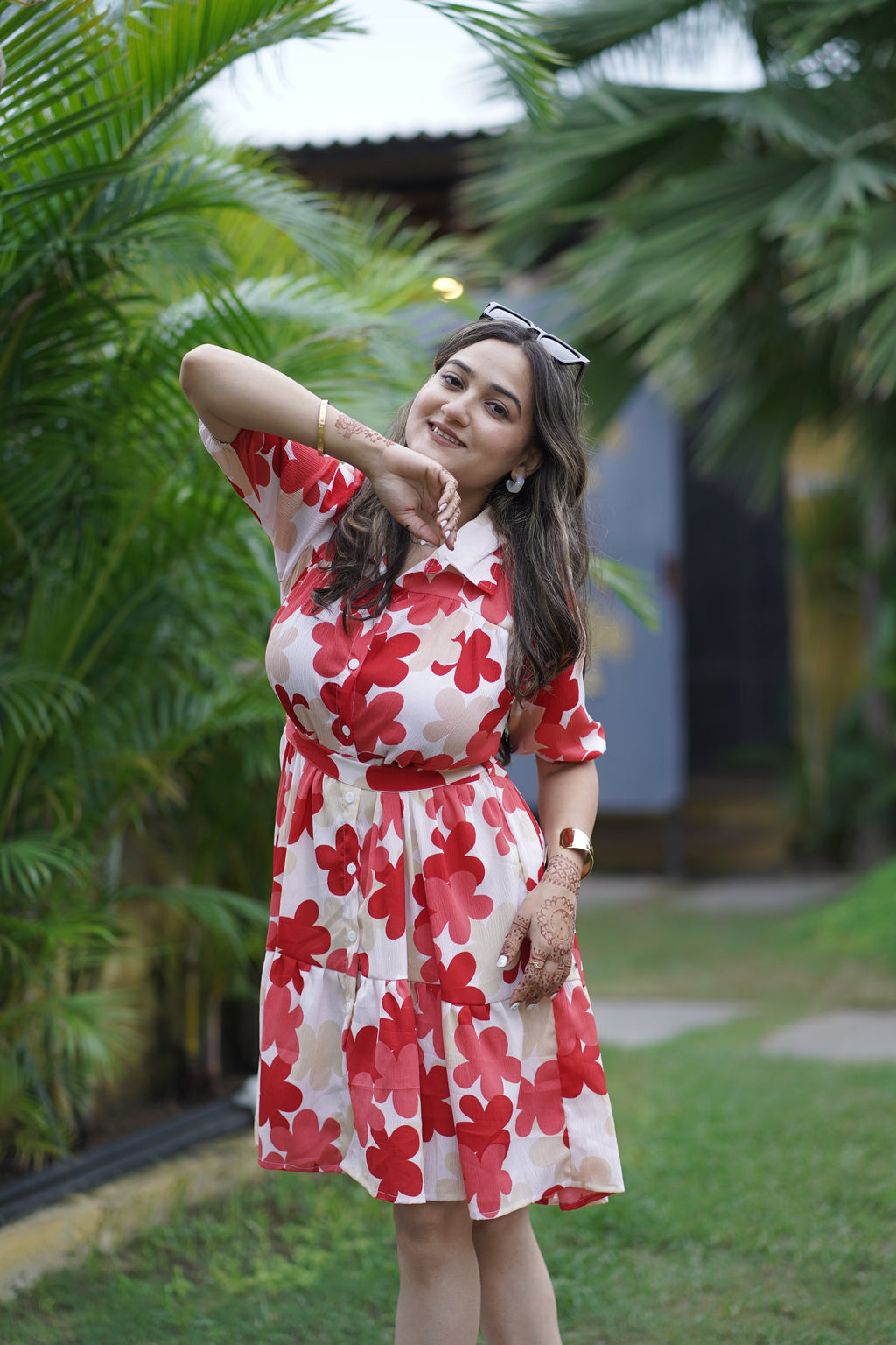Scarlet Bloom A-line Mini Dress