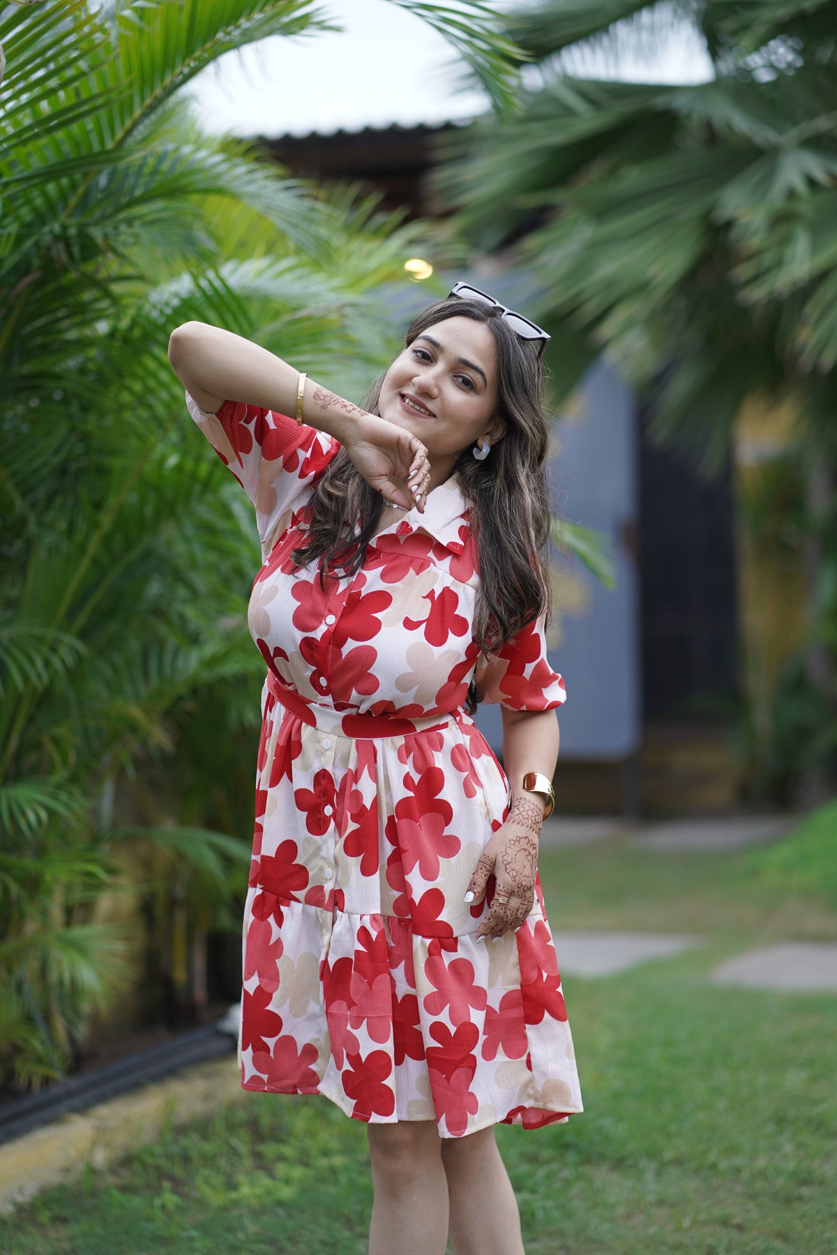 Scarlet Bloom A-line Mini Dress