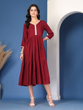 Scarlet Charm Wine Midi Dress