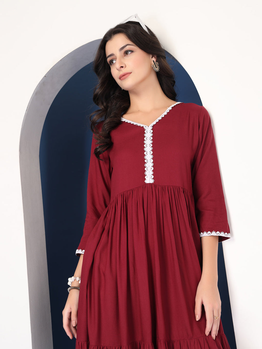 Scarlet Charm Wine Midi Dress