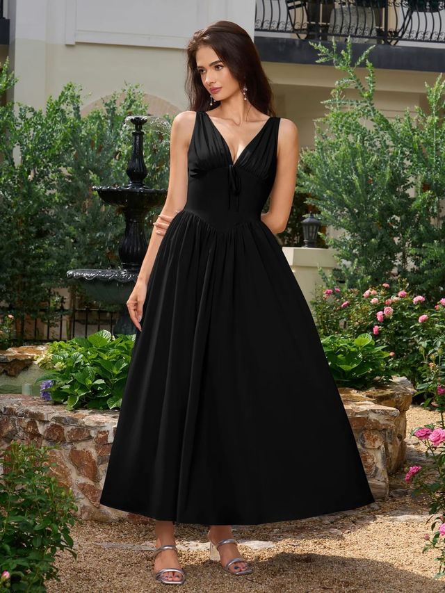 Midnight Charm Fit & Flare Maxi Dress