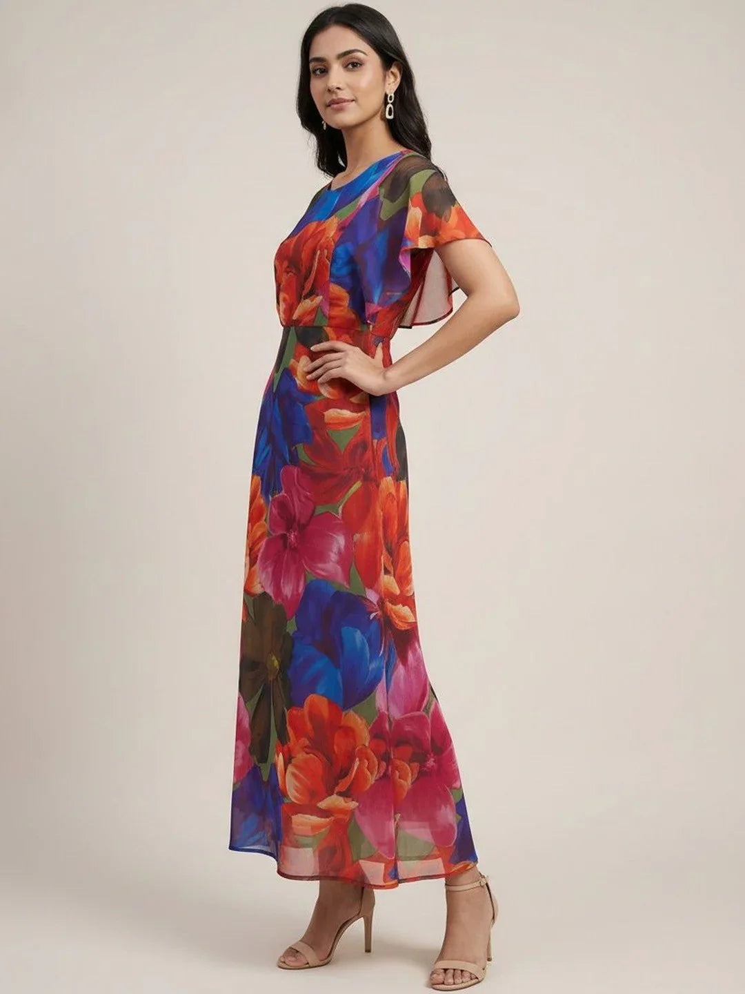 Chic Floral A-Line Maxi Dress