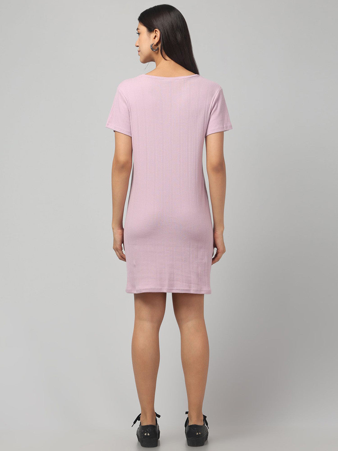 Stylish Mauve Cotton Stretch T-Shirt Dress