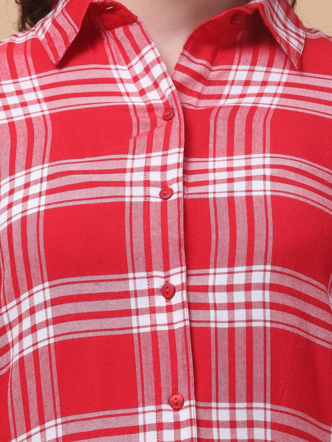 Red Check Charm Shirt Dress