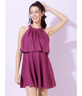 Purple Solid Skater Mini Dress