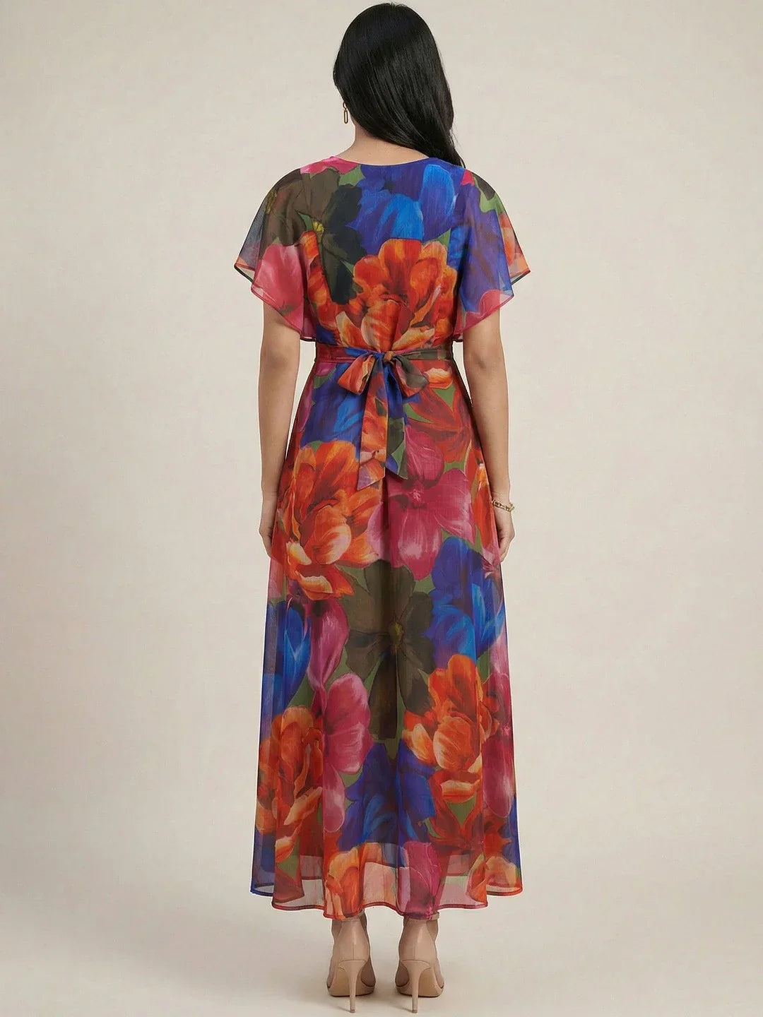 Chic Floral A-Line Maxi Dress