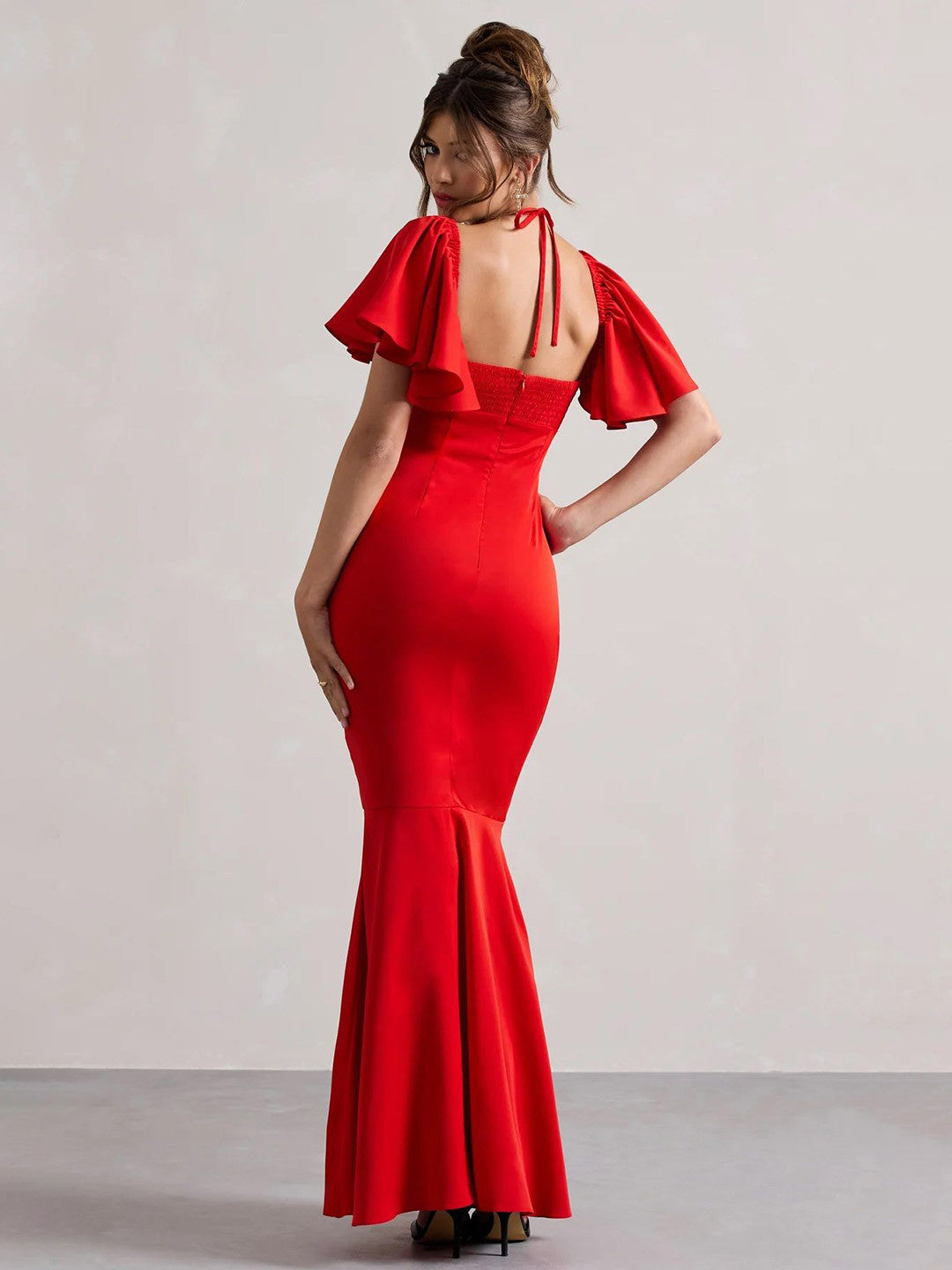 Ruby Elegance Flared Maxi Dress
