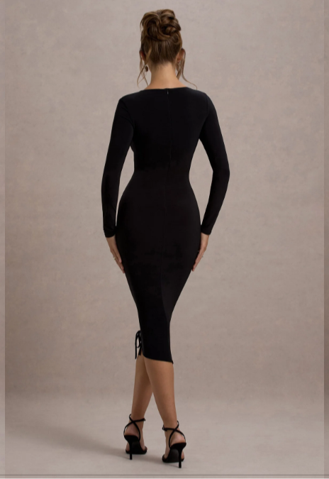 Black Elegance Lycra Bodycon Dress