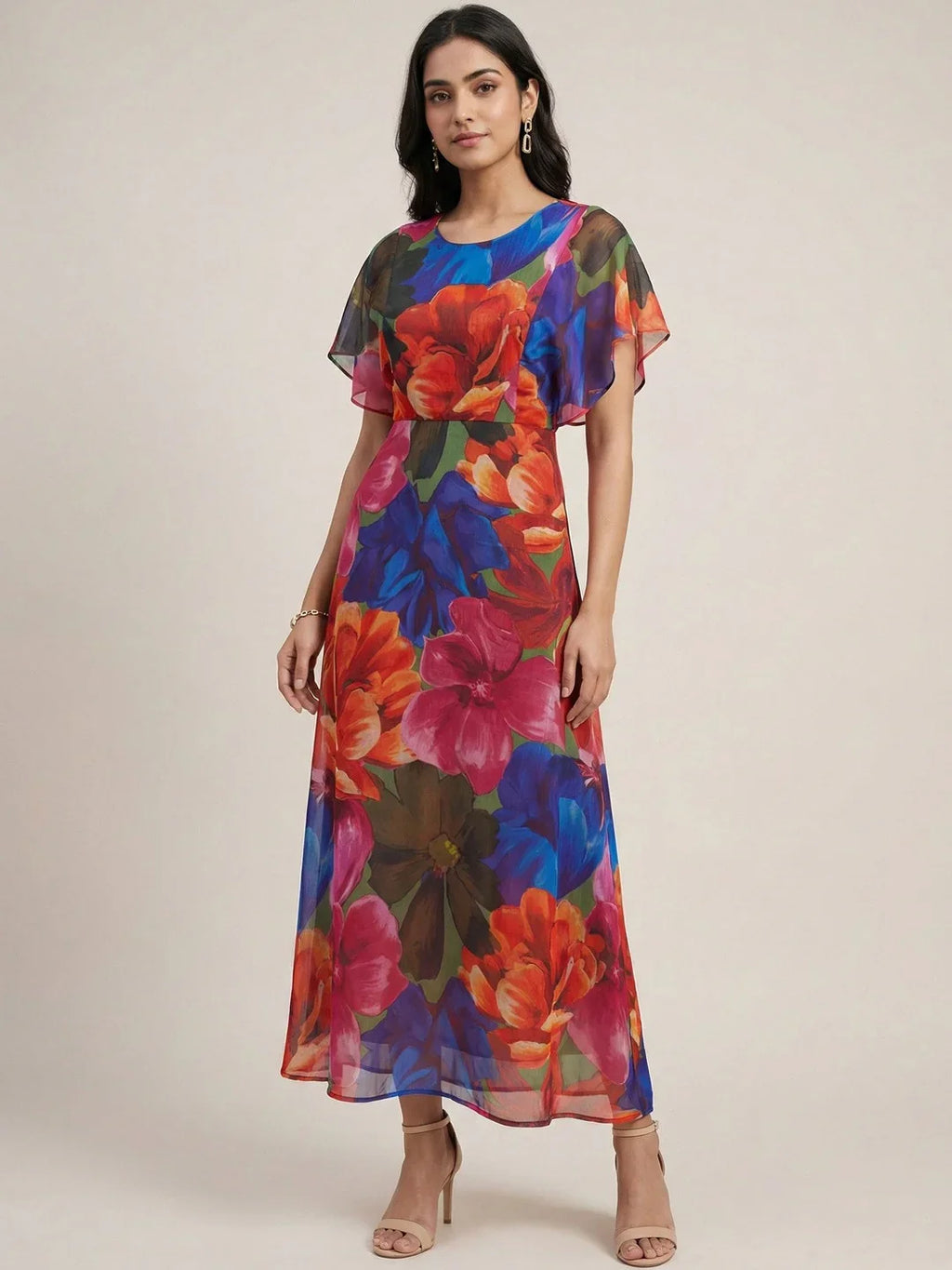 Chic Floral A-Line Maxi Dress