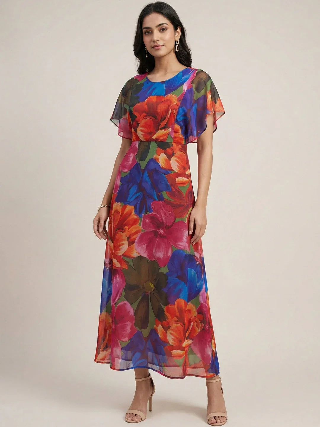 Chic Floral A-Line Maxi Dress