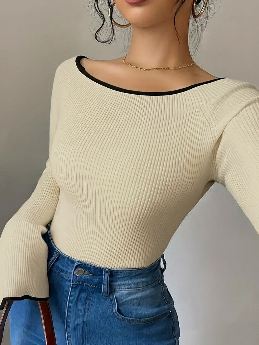 Cream Luxe Boat Neck Top