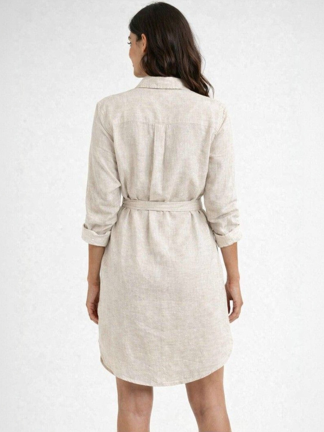 Grey Grace Linen Shirt Dress