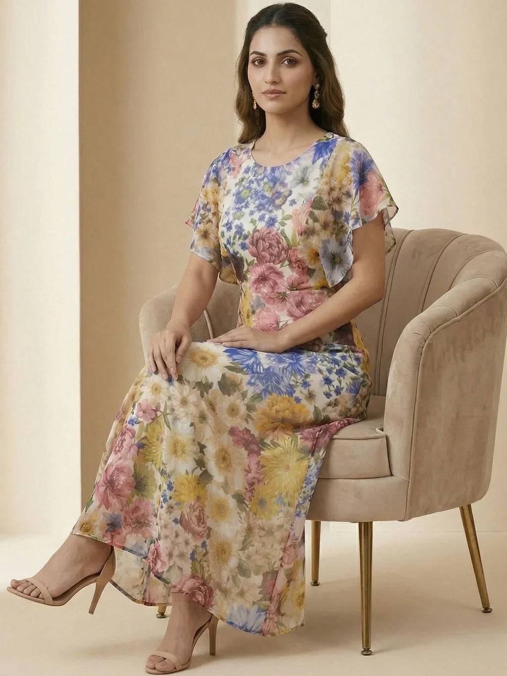 Chic Floral A-Line Maxi Dress