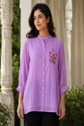Lavender Flamingo Embroidered Shirt