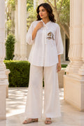 White Shirt with Bird Embroidery