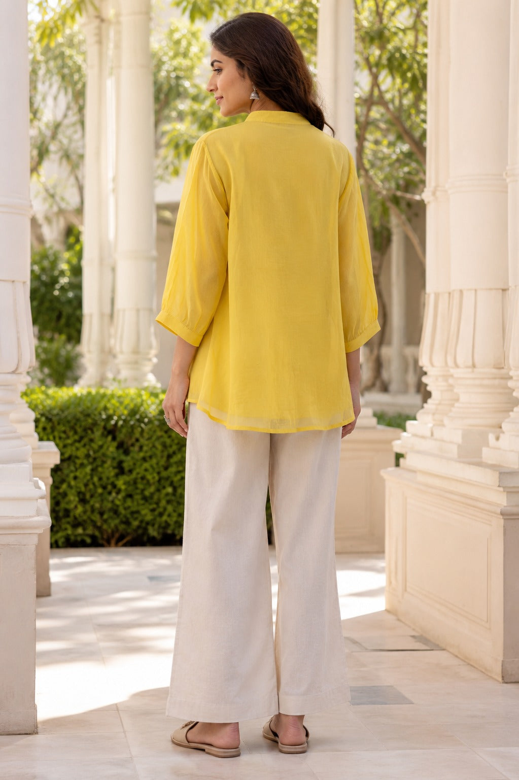 Yellow Shirt with Giraffe Embroidery