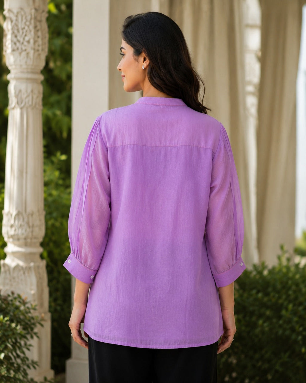 Lavender Flamingo Embroidered Shirt