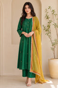 Green Kurta Set with Mustard Dupatta