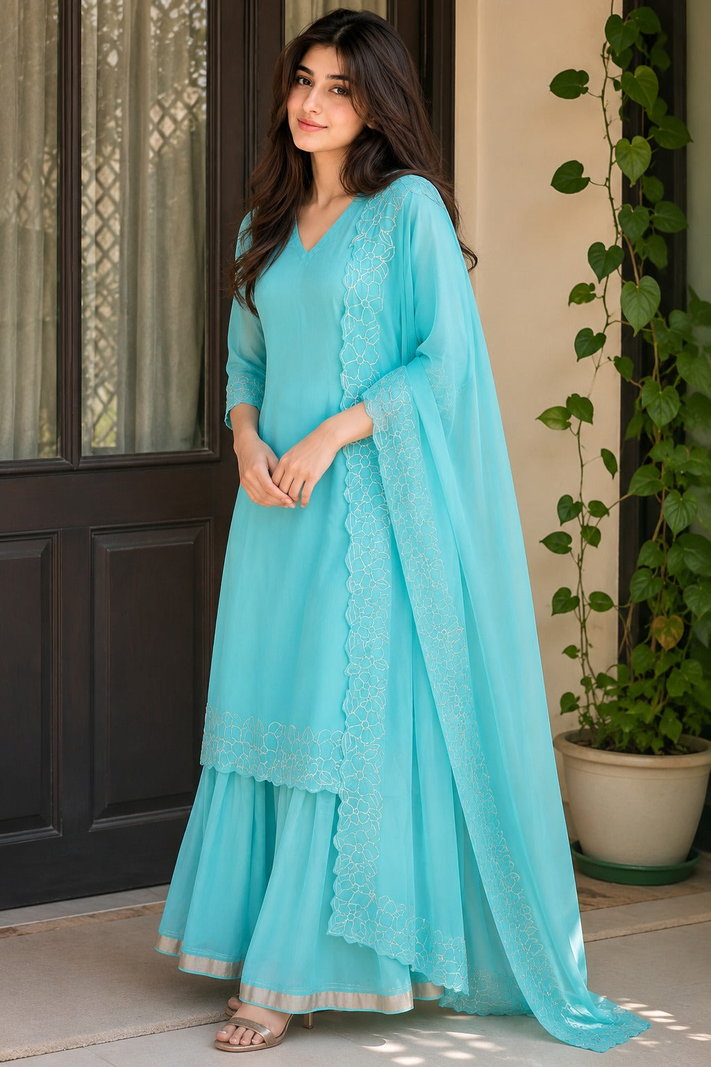 Embroidered Sharara Set