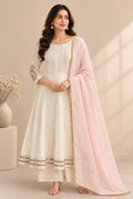 Ivory Elegance Anarkali with Blush Dupatta