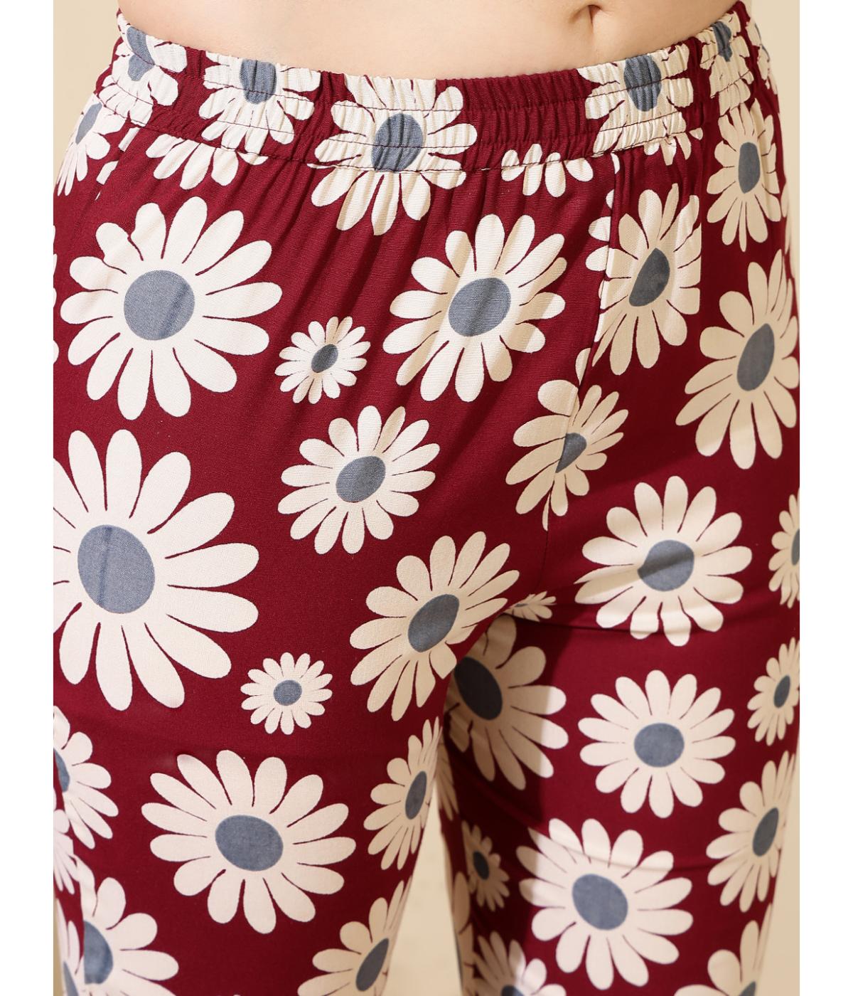Maroon Floral kurta Pant Set