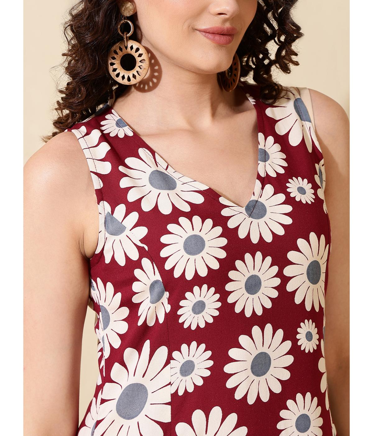 Maroon Floral kurta Pant Set
