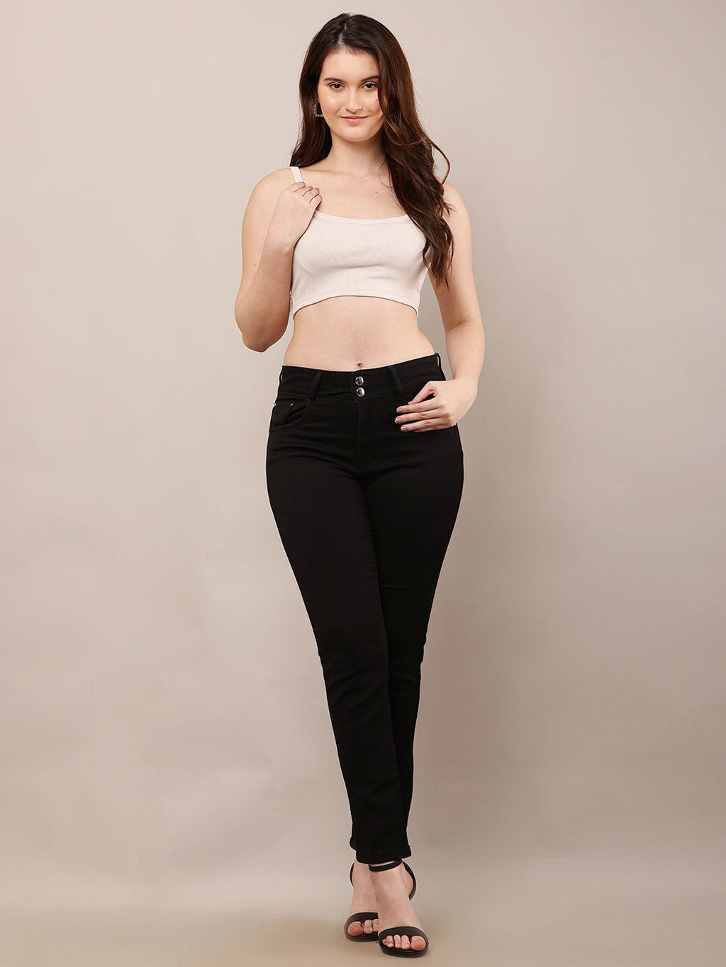 Beige Elegance Strappy Tank Top