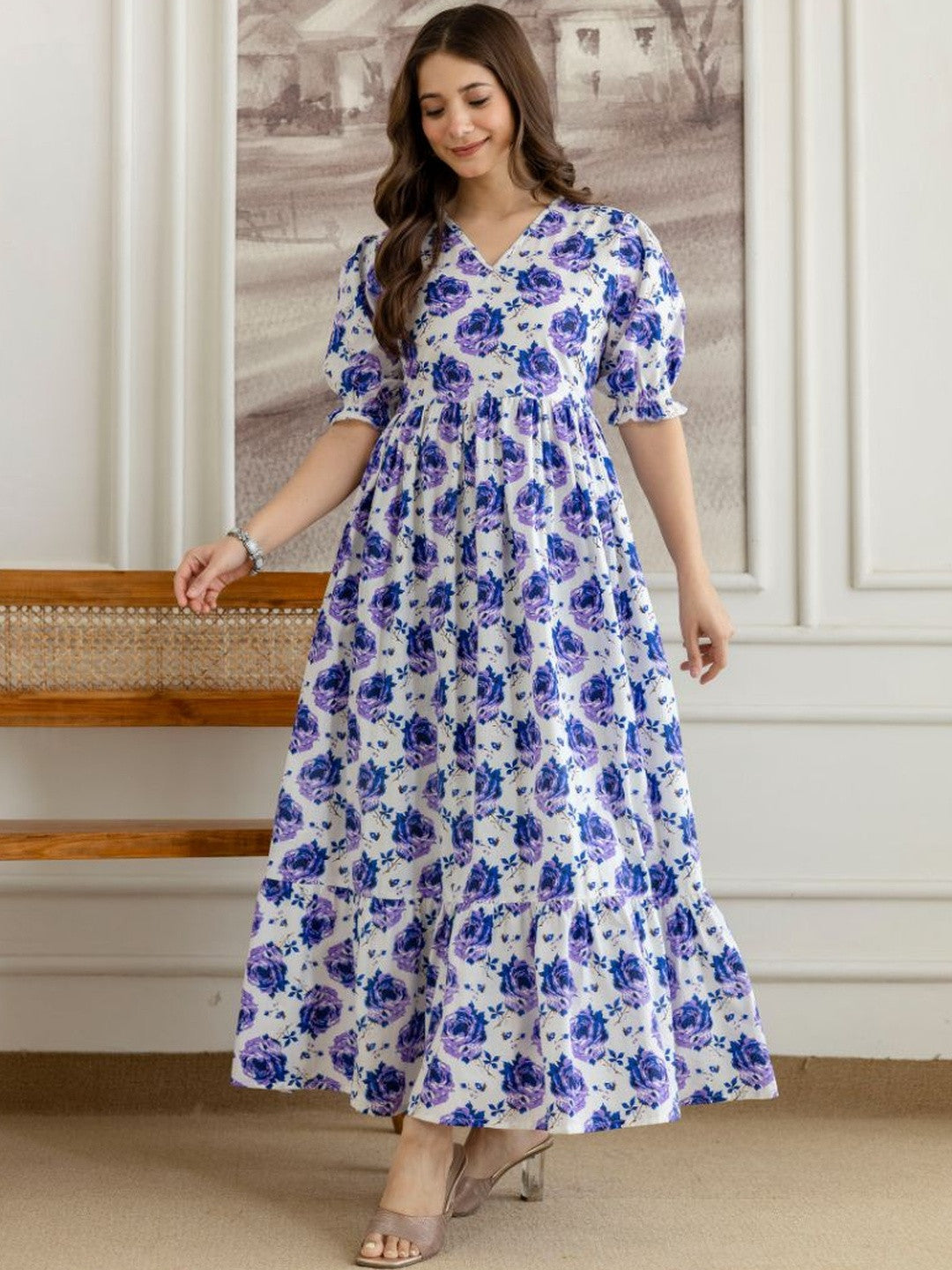 Purple Meadow Flare Maxi Dress
