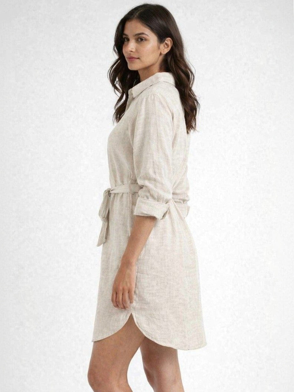 Grey Grace Linen Shirt Dress
