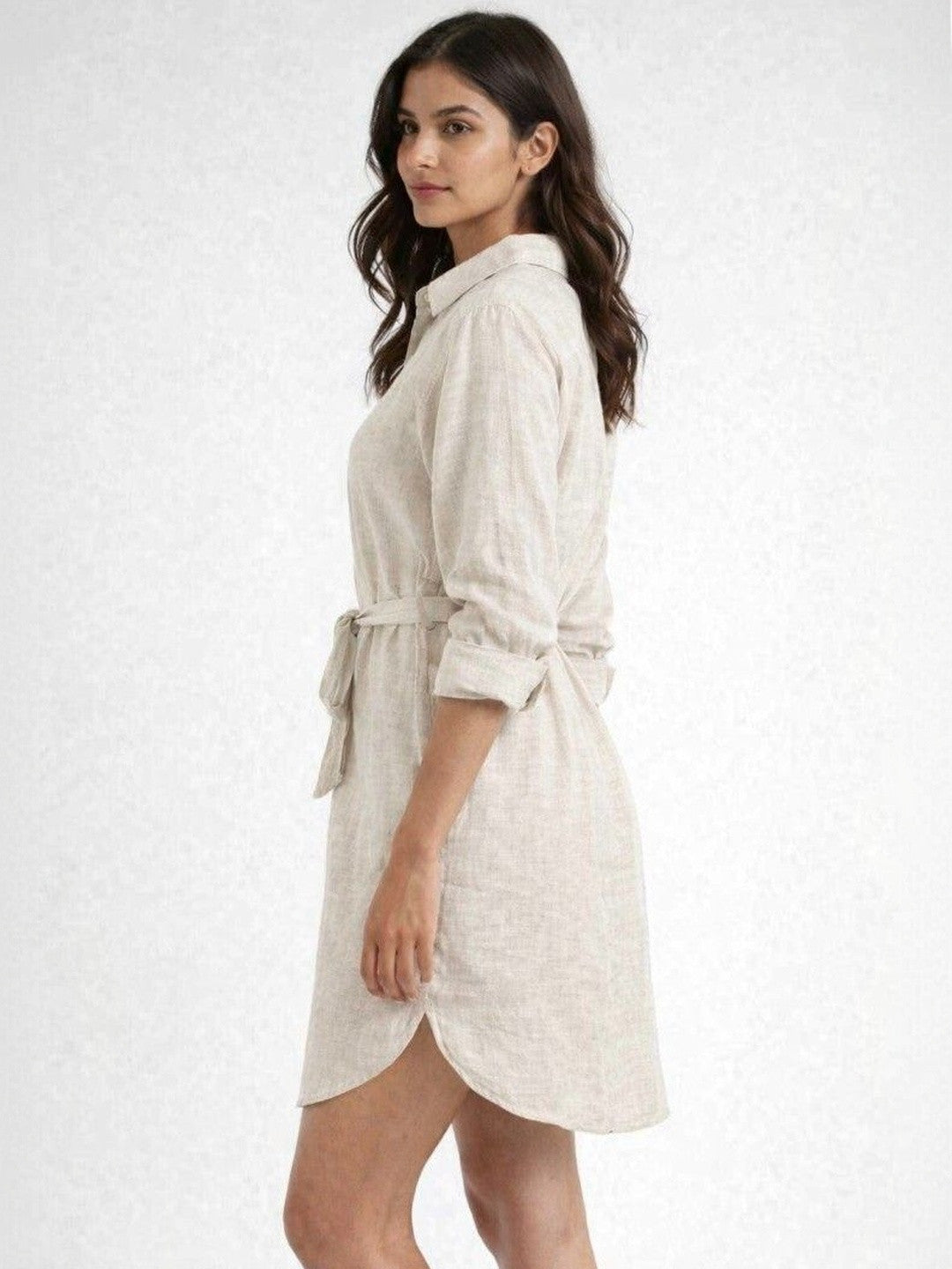 Grey Grace Linen Shirt Dress