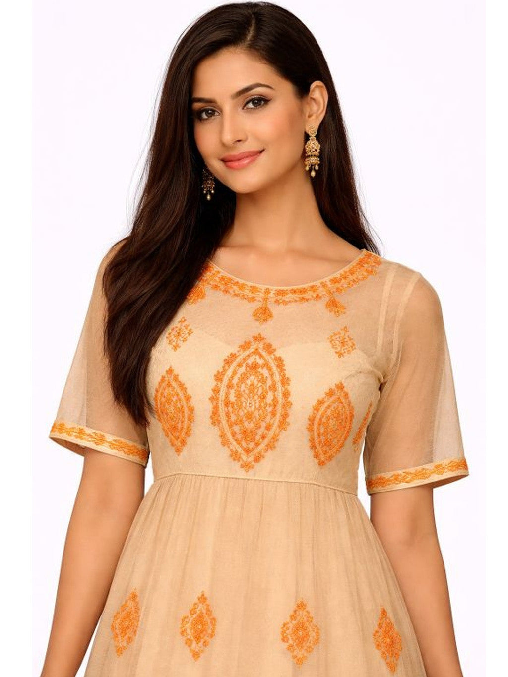 Mocha Bloom Embroidered Maxi Dress