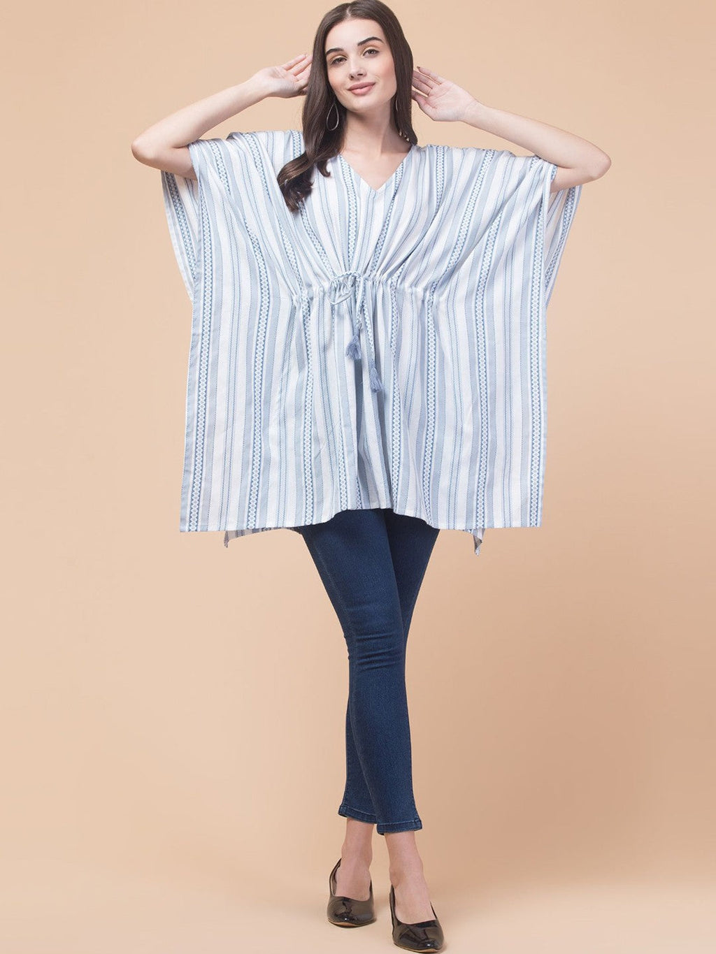 Blue Striped Vibe Kaftan Top