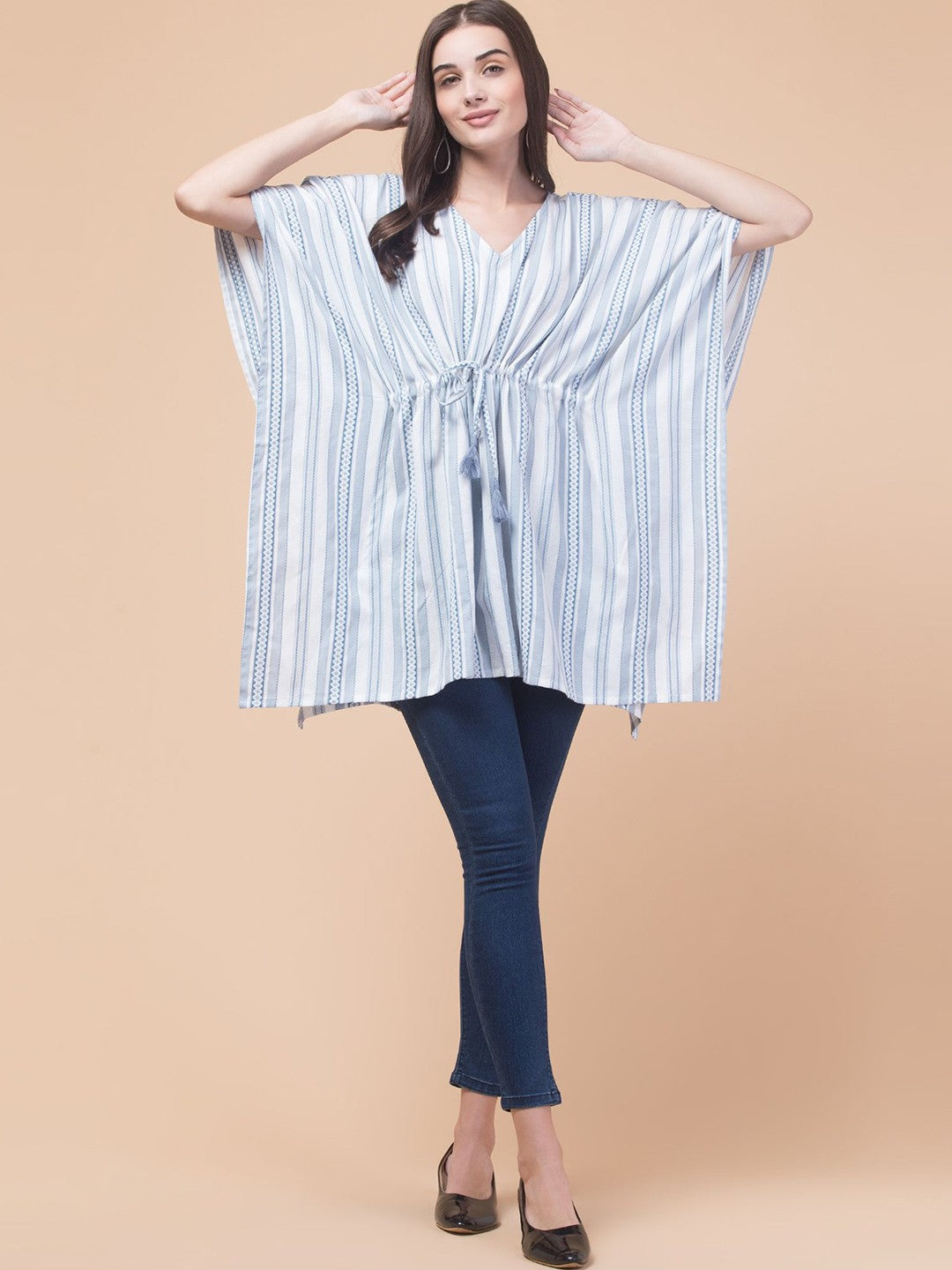 Blue Striped Vibe Kaftan Top