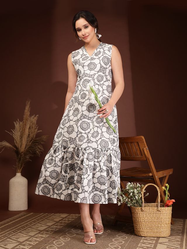Classic Grey Sleeveless A-Line Maxi Dress